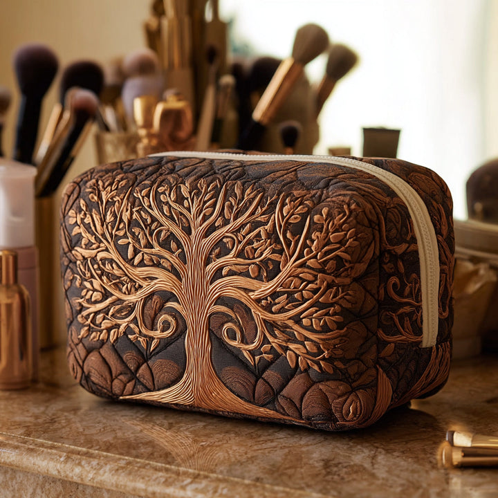 Family Tree Quilted Makeup Bag