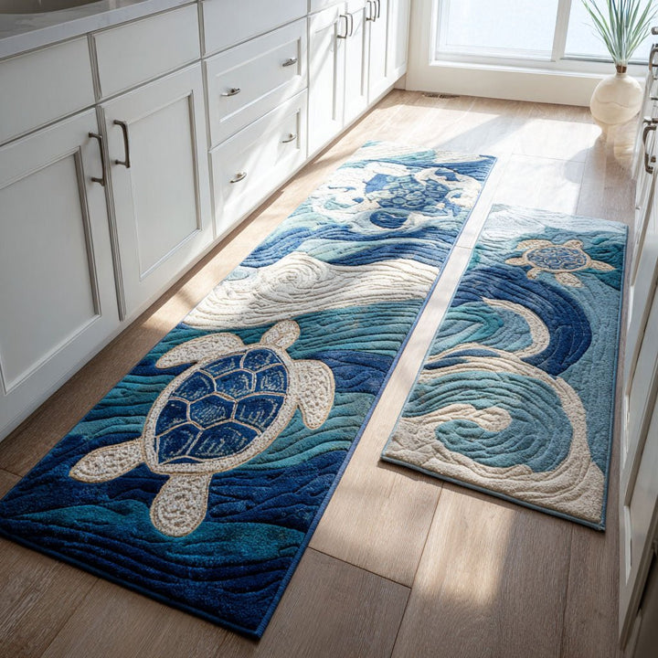 Aqua Calm Kitchen Rug Set