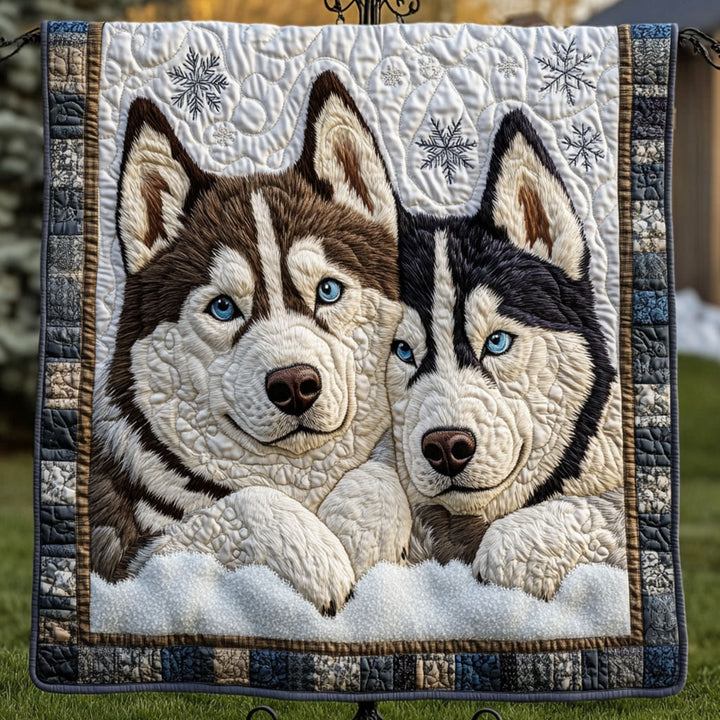 Arctic Spirit Husky Quilted Blanket