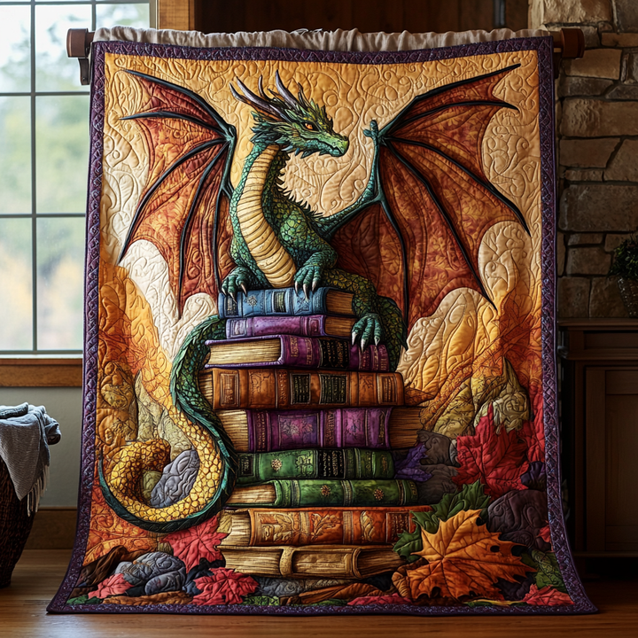 Autumn Inferno Dragon Quilted Blanket