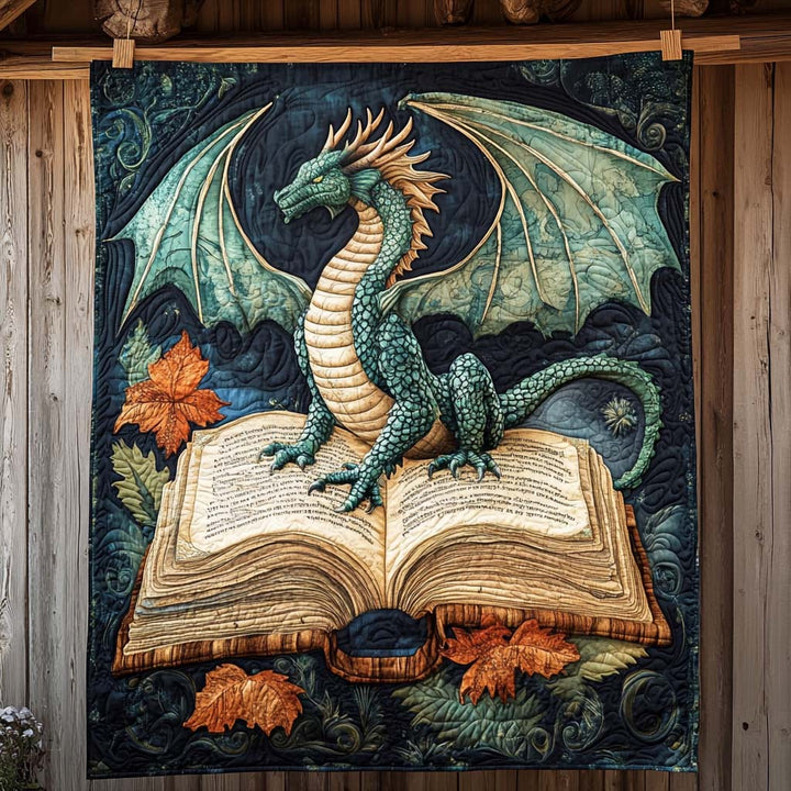 Blue Flame Dragon Quilted Blanket