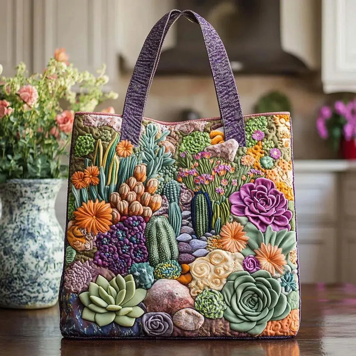 Bolsa Tote Acolchada - Jardín Suculento
