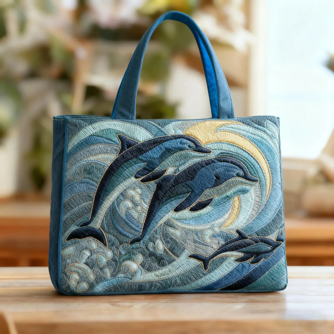 Bolsa Tote Acolchada - Delfín Oceánico