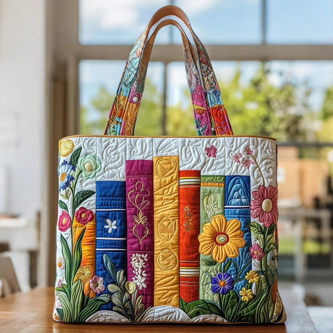 Bolso Tote Acolchado - Biblioteca Floral