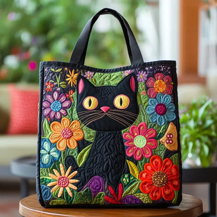 Quilted Charming Black Cat Bag