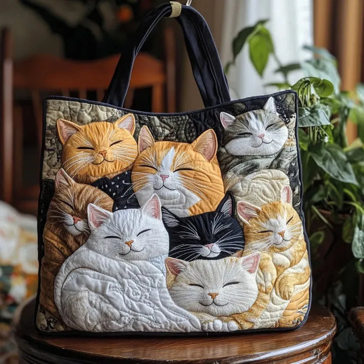 Bolso Tote Acolchado - Gatitos Durmiendo