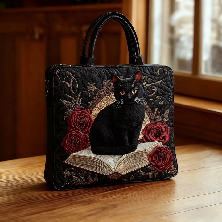 Bolsa Tote Acolchada - Gato Negro sobre Libros