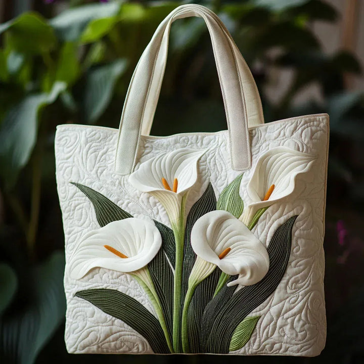 Bolsa Tote Acolchada - Lirios Blancos