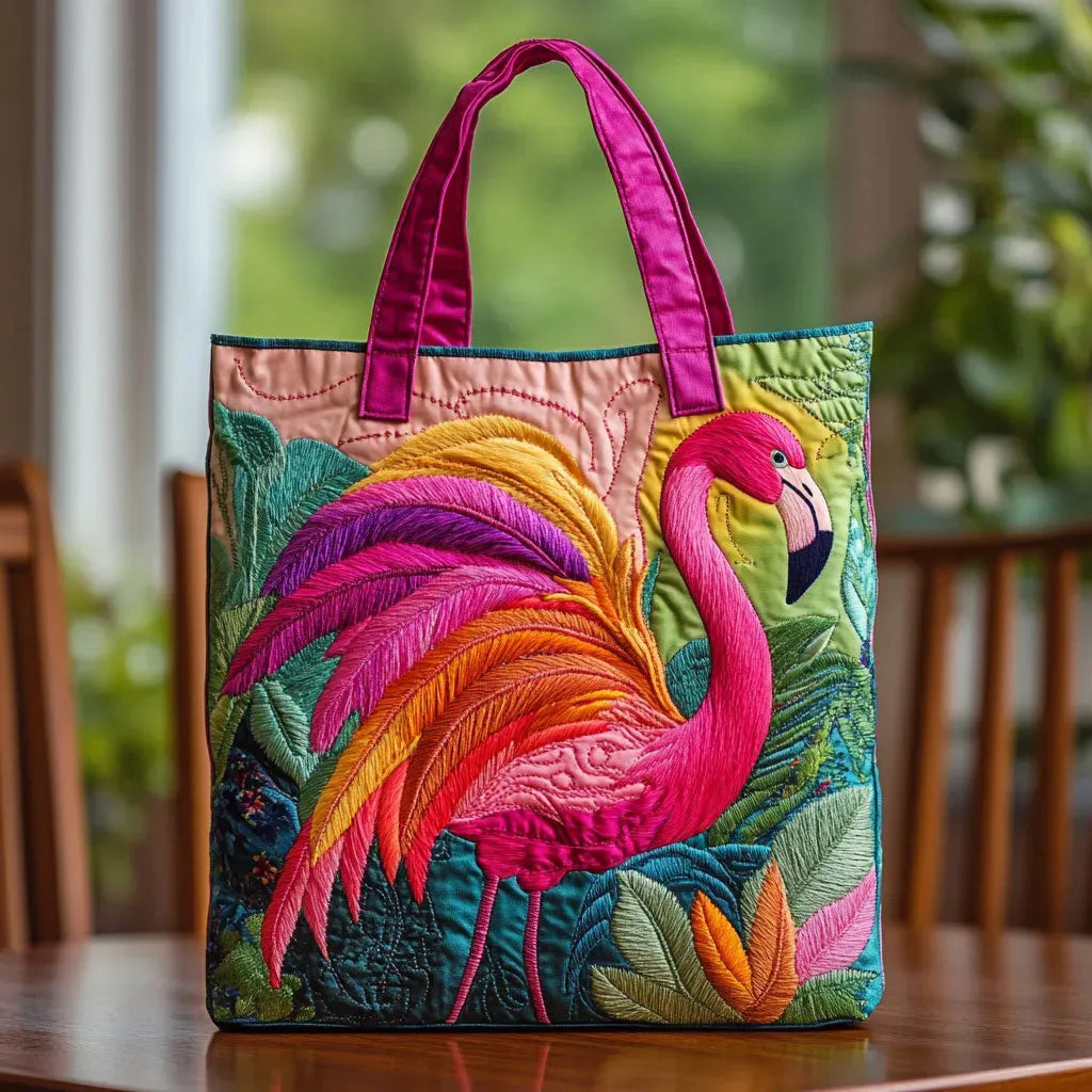 Bolso Tote Acolchado - Flamenco Arcoíris