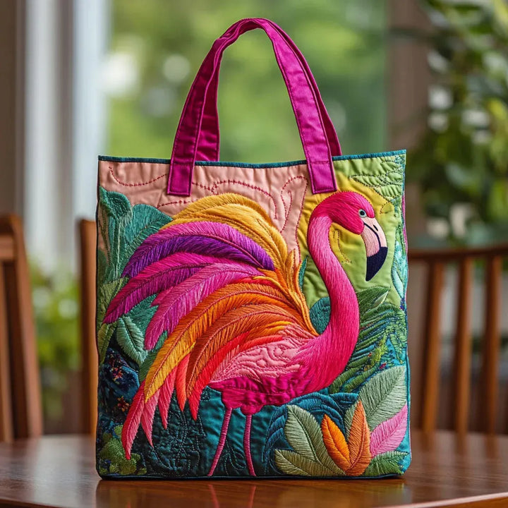 Bolso Tote Acolchado - Flamenco Arcoíris