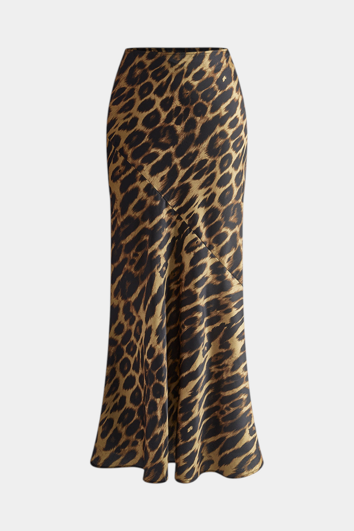 Aviva - Slim Leopard Print Maxi Skirt