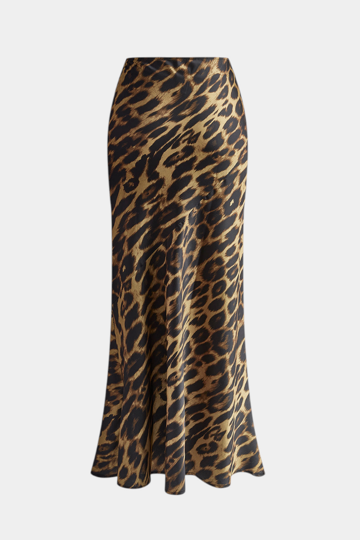 Aviva - Slim Leopard Print Maxi Skirt
