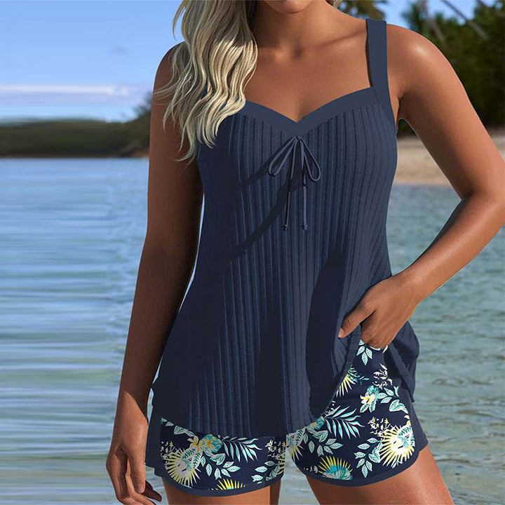 Anabel - Striped Tankini Two-Piece Set