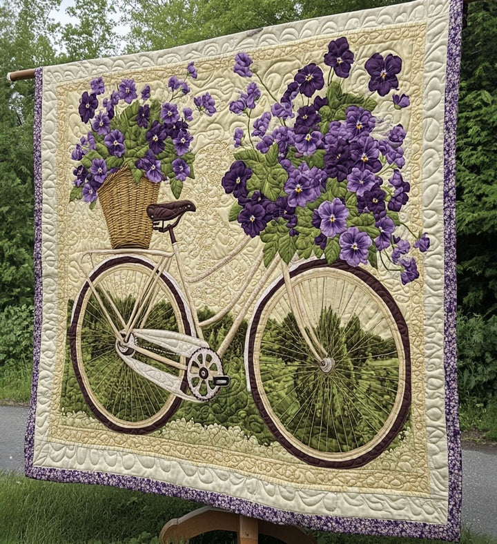 Bicycle Bouquet Art Quilt Wall Hanging