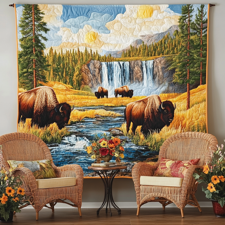 Bison Art Quilt Wall Hanging