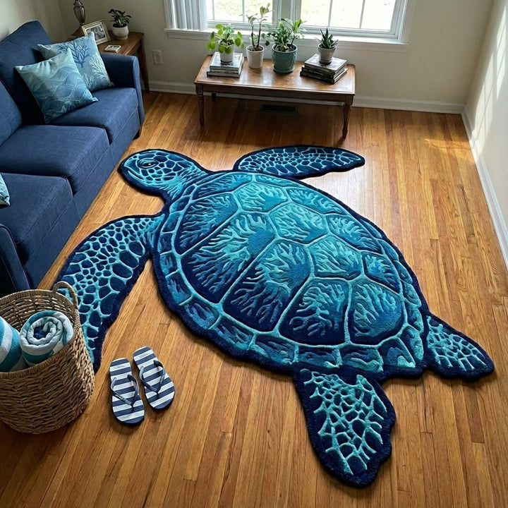 Blue Turtle Shaped Rug