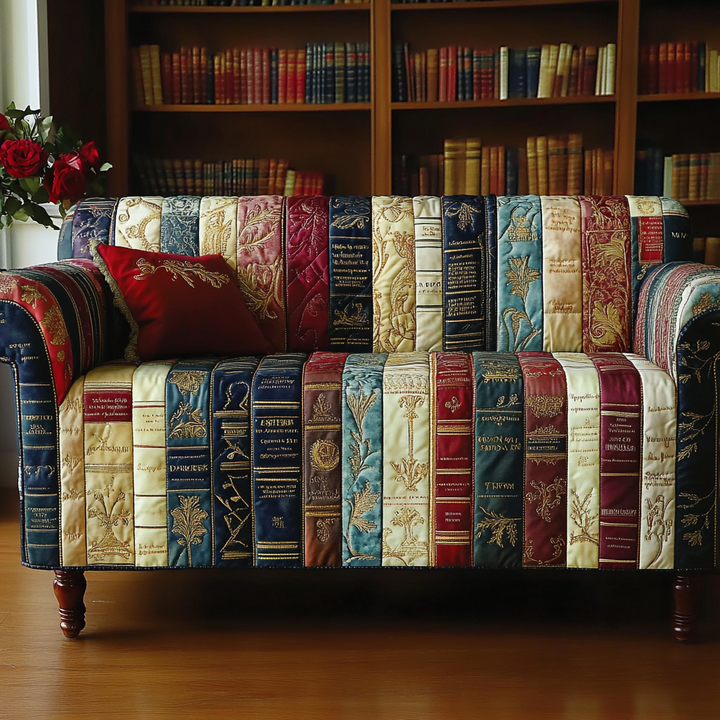 Book Circle Quilted Sofa Cover