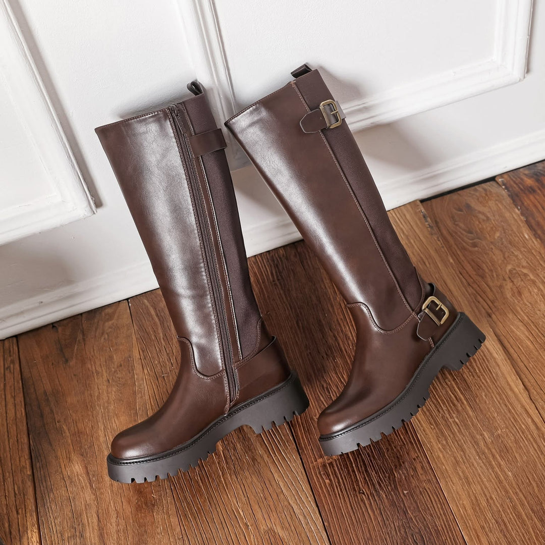 Dorothea - Tall Buckle Moto Boots