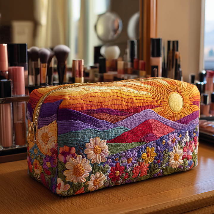 Radiant Sunshine Quilted Makeup Bag
