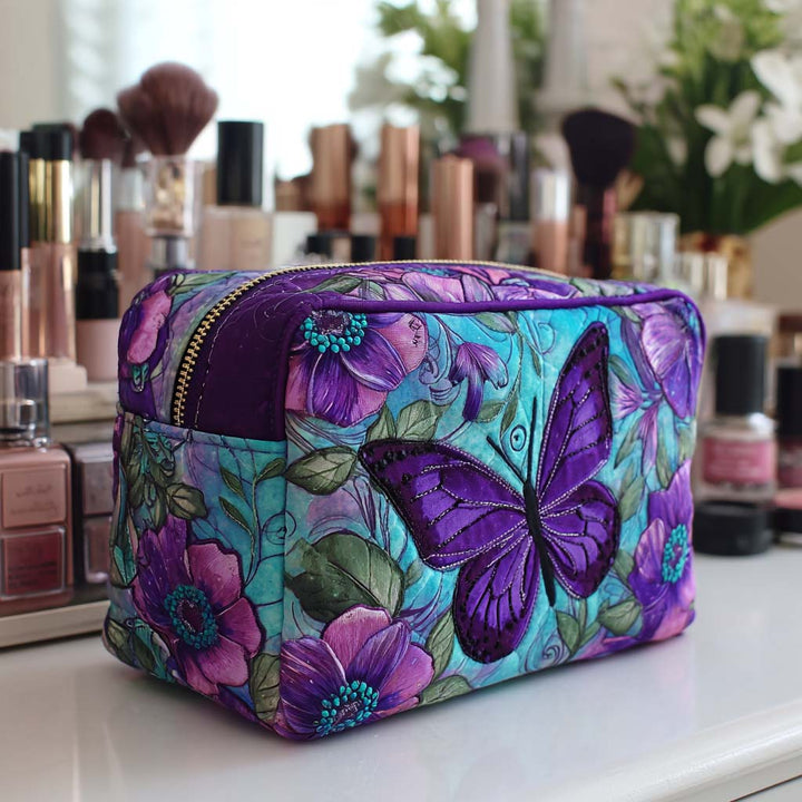 Butterfly Bloom Quilted Makeup Clutch