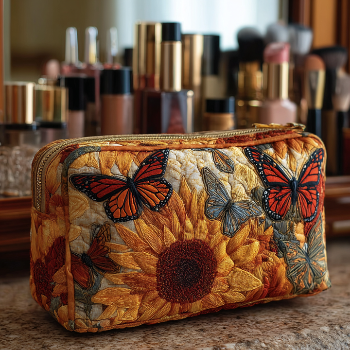 Butterfly Glow Quilted Makeup Bag