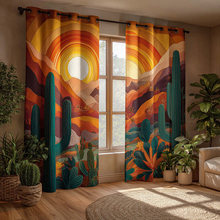 Cactus Sunset Quilted Curtains