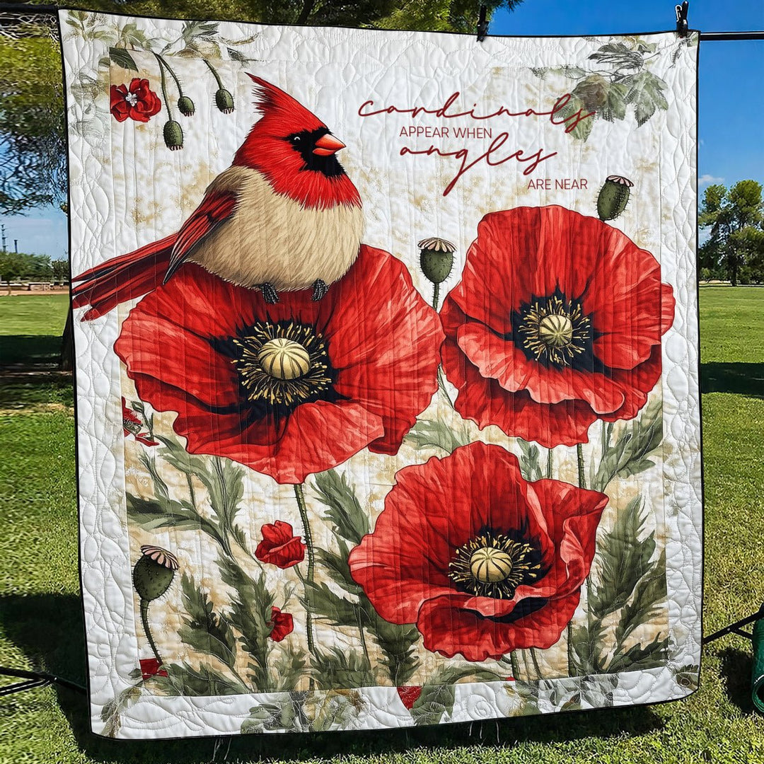 Cardinals Appear When Angels Are Near Art Quilt Wall Hanging II