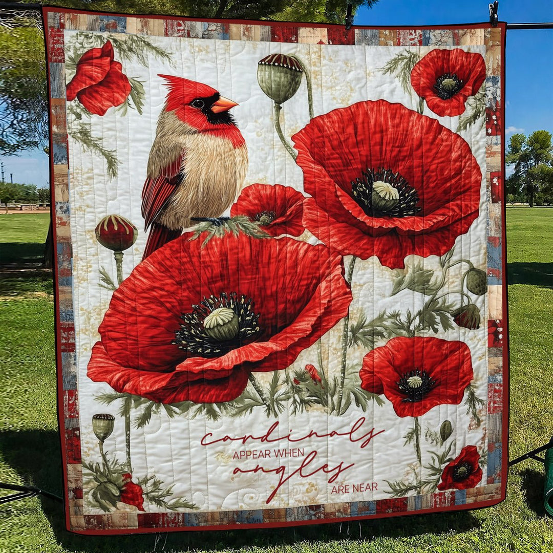Cardinals Appear When Angels Are Near Art Quilt Wall Hanging III