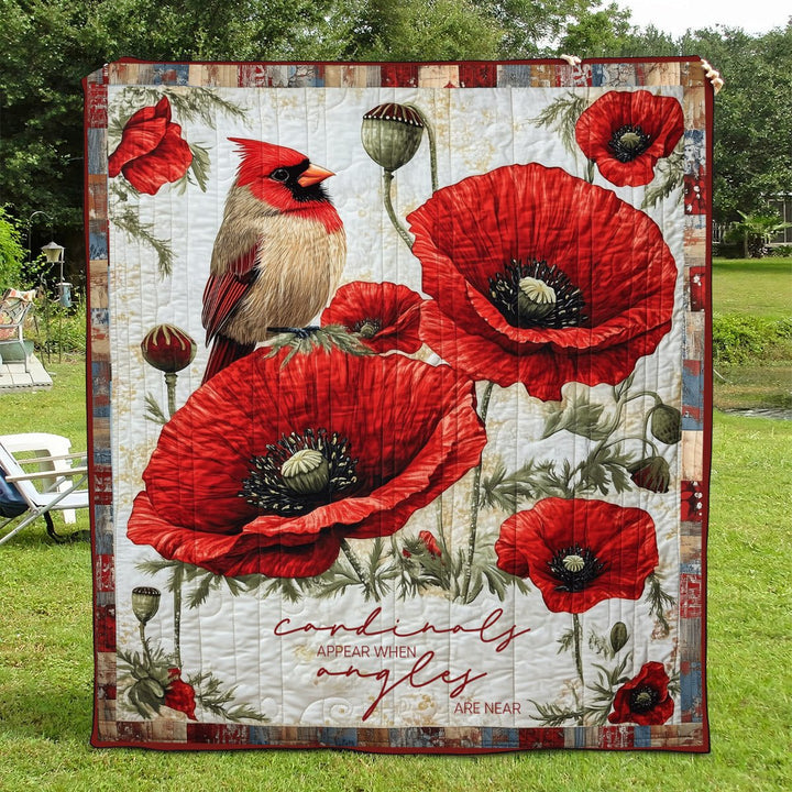 Cardinals Appear When Angels Are Near Art Quilt Wall Hanging III