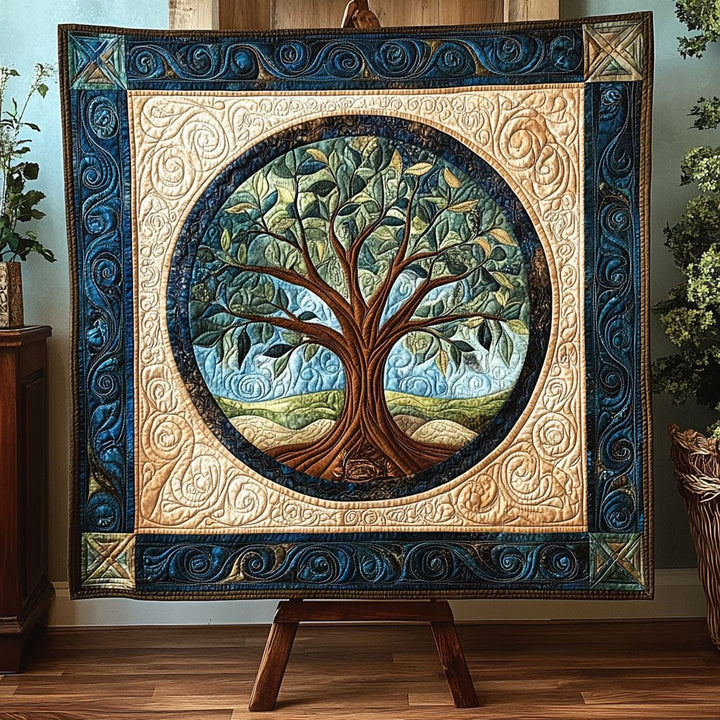 Sky Tree Art Quilt Wall Hanging