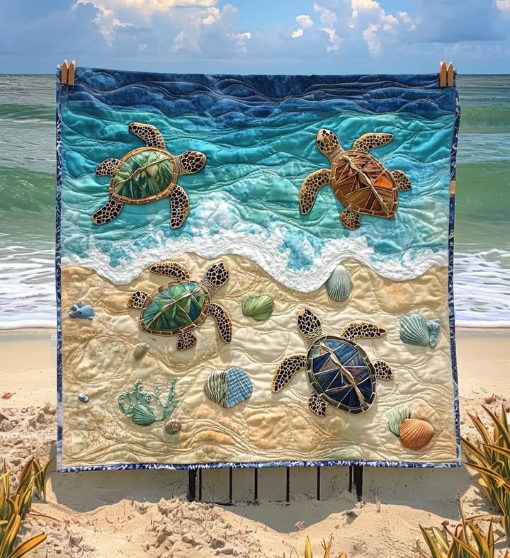 Turtle Art Quilt Wall Hanging