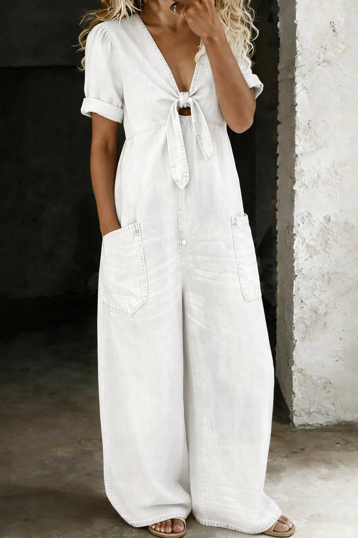 Arabella - Belted Denim Jumpsuit