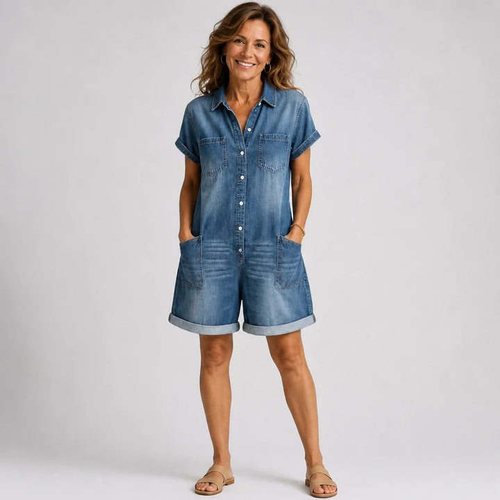 Martha - Denim Shirt and Casual Shorts Set