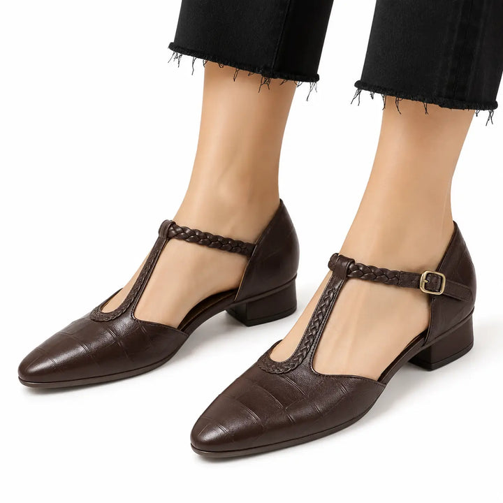 Clementine - Crocodile-Effect Mary Jane Flats