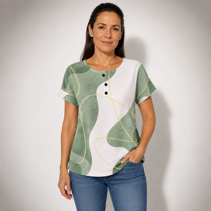 Gabriela - Green Colour Block Top
