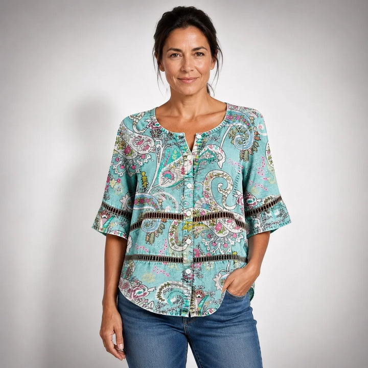 Lillie - Vintage Paisley Print Shirt