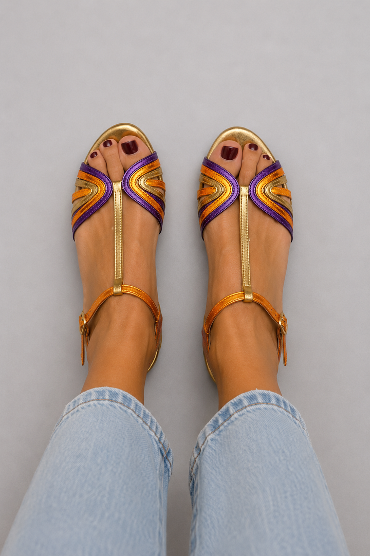 Lilian - Multicolour Flatform Sandals