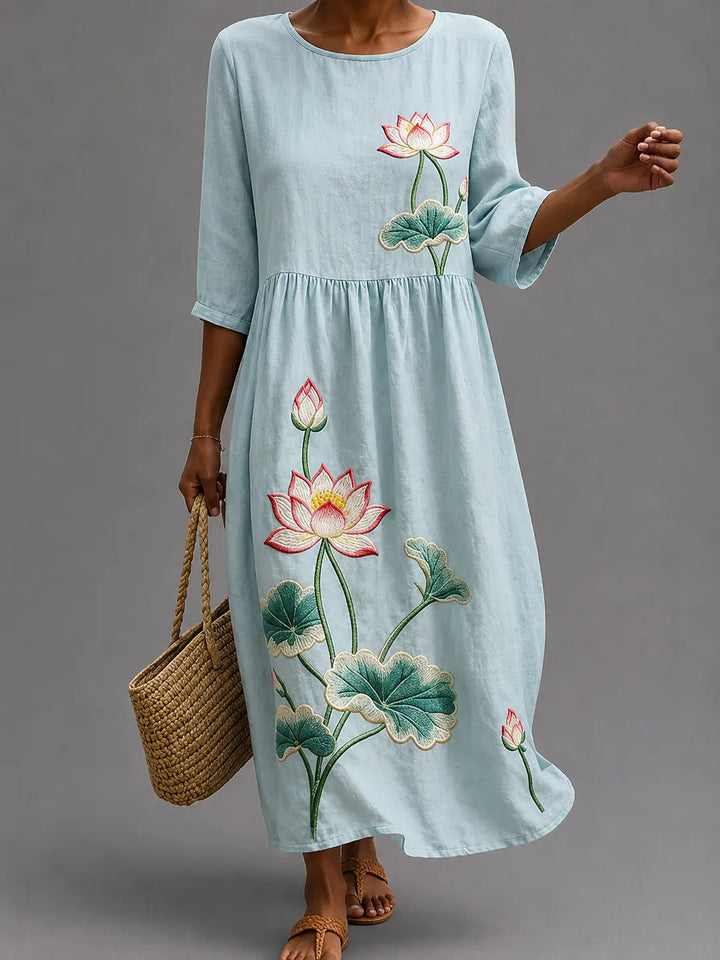 Cassiopeia - Blue Floral Puff Sleeve Dress