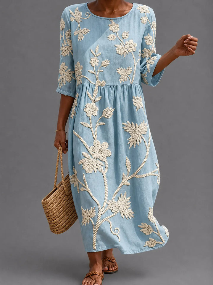 Skyla - Blue Floral Flutter Sleeve Dress