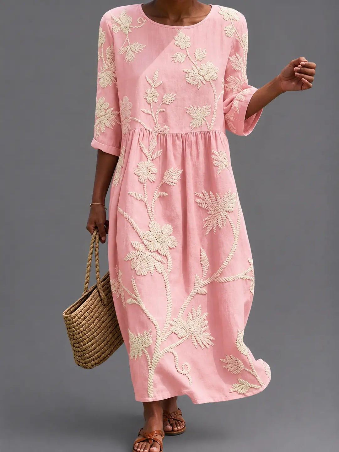 Kate - Pink Floral Button-Front Dress