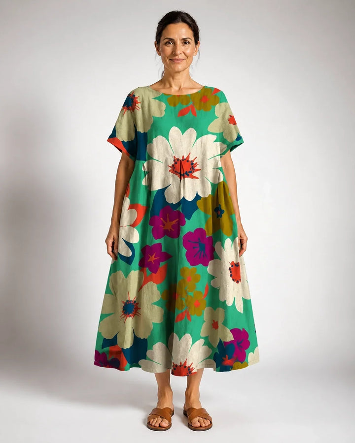 Sofia - Sage Green Floral Midi Dress