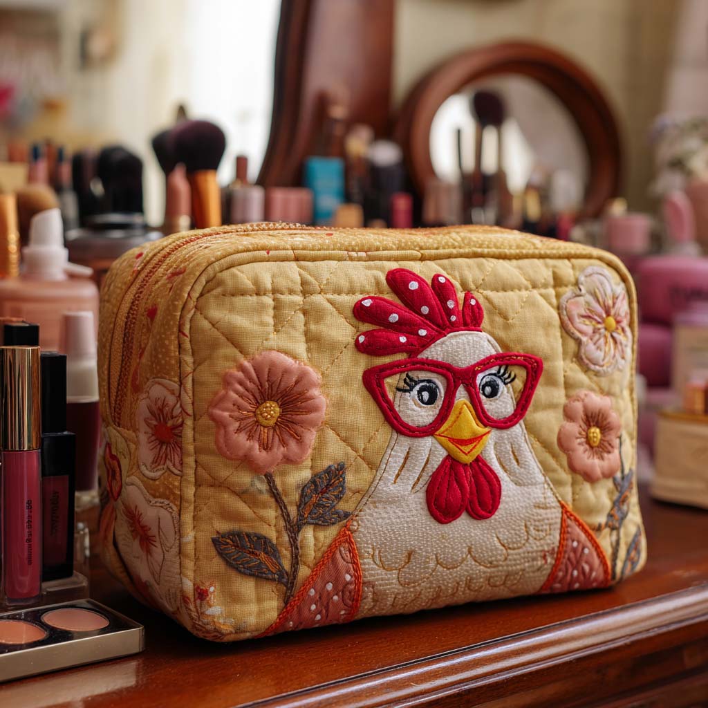 Chicken Shine Quilted Makeup Bag