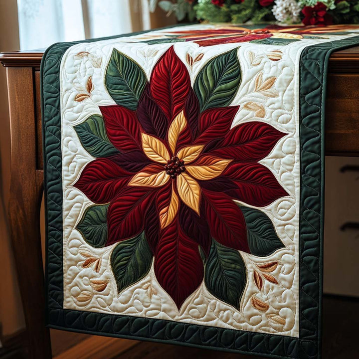 Christmas Floral Quilted Table Runner