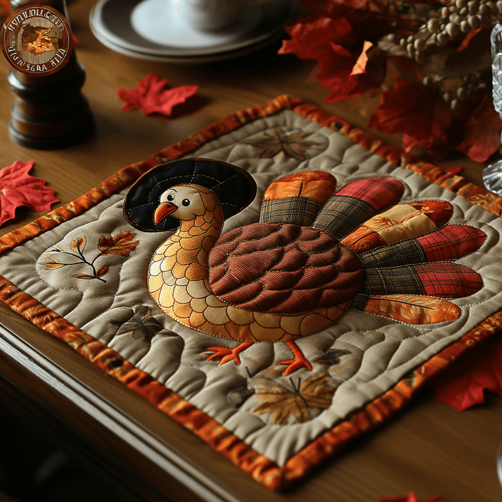 Goofy Turkey Quilted Placemat Set