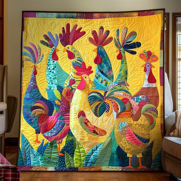 Colourful Rooster Art Quilt Wall Hanging