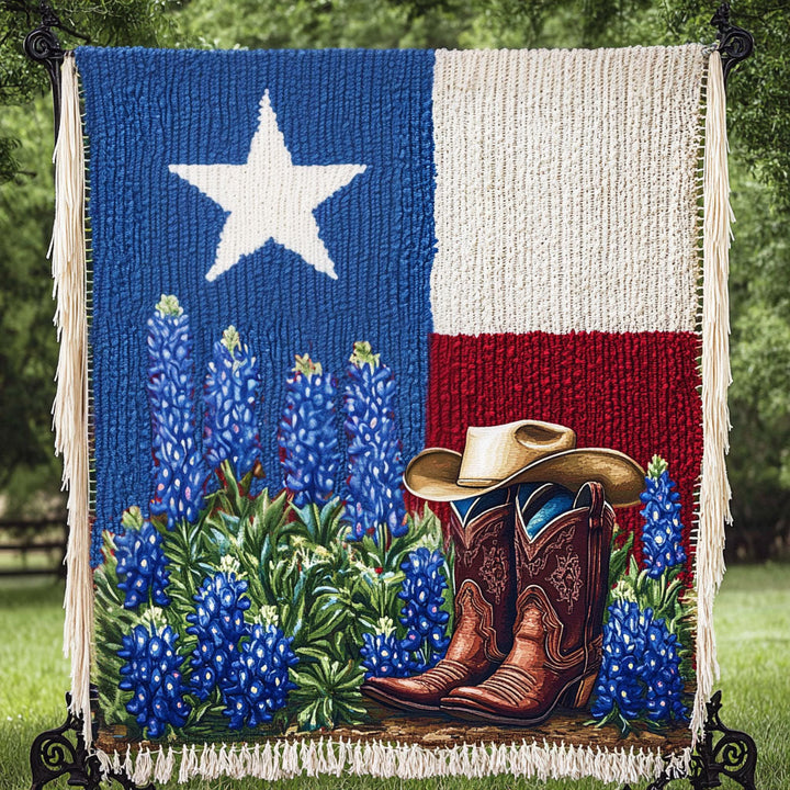 Cowboy Spirit Bluebonnet Woven Blanket