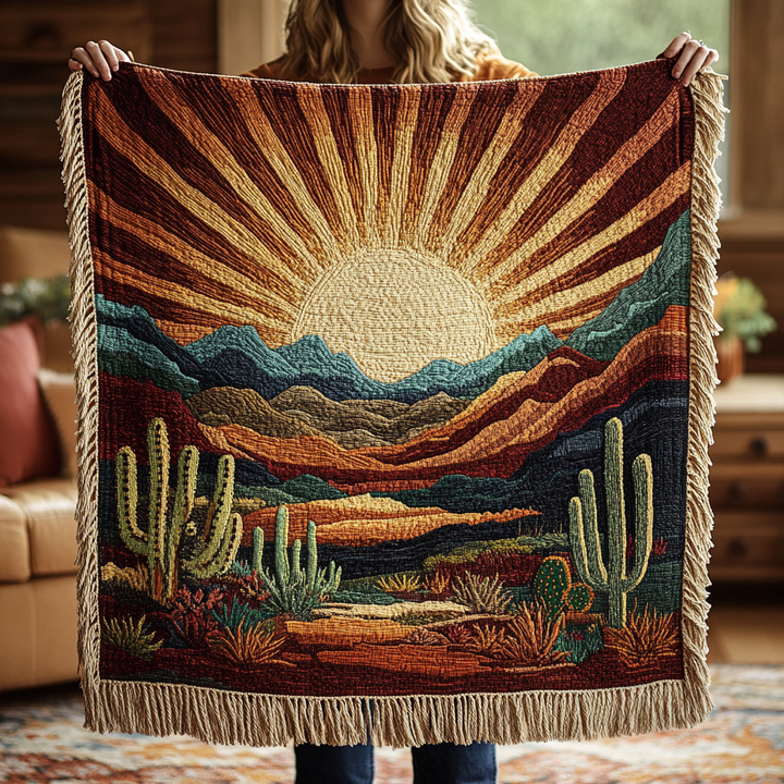 Cozy Cactus Woven Blanket
