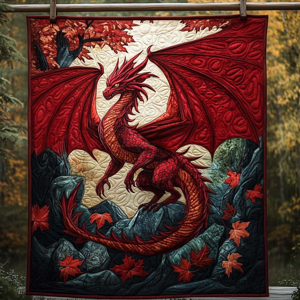 Purple Glow Dragon Quilted Blanket