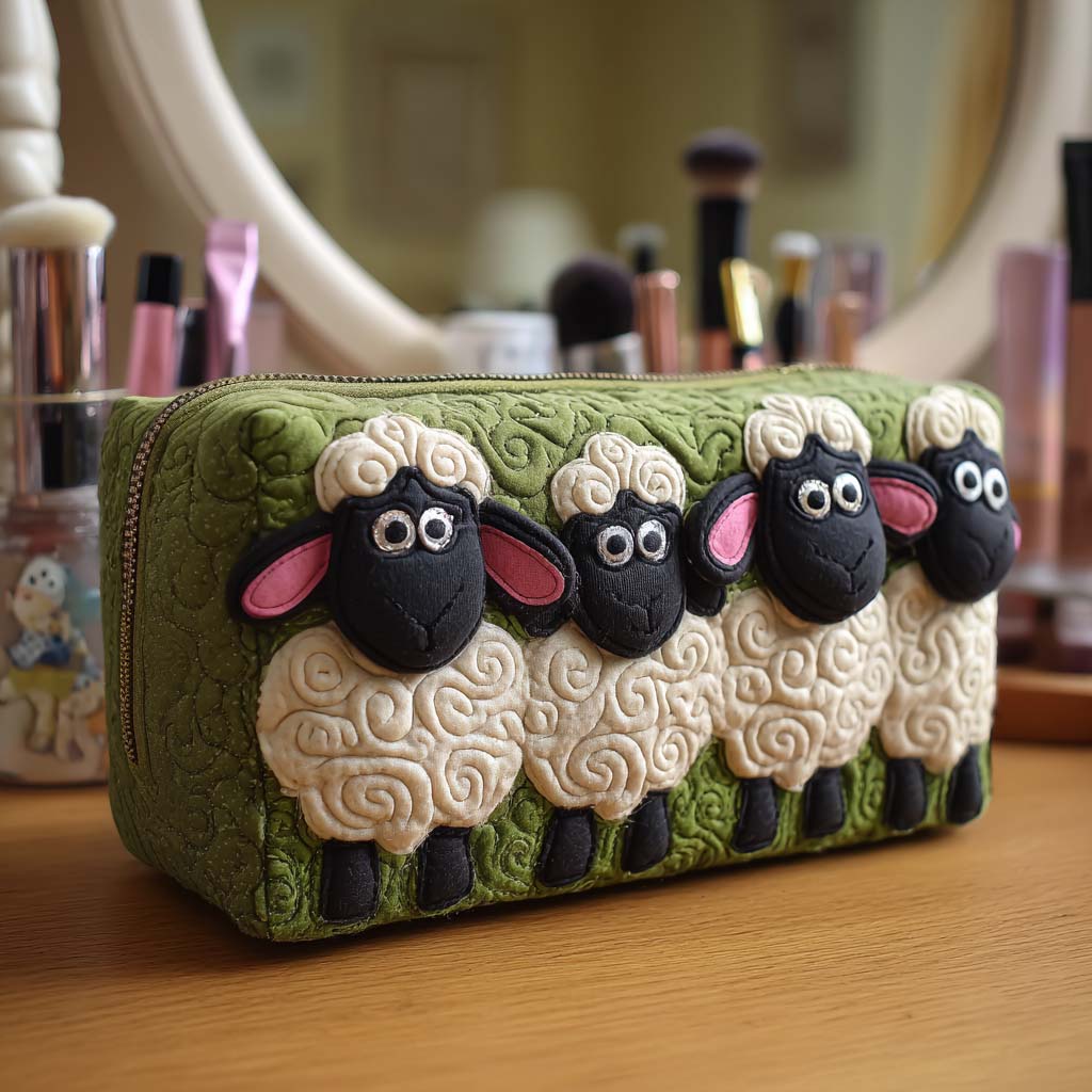 Sheep Collection Quilted Makeup Bag