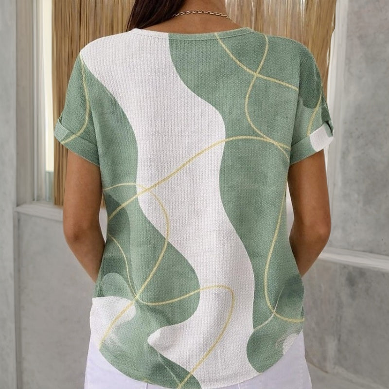 Gabriela - Green Colour Block Top